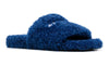Balenciaga logo-embroidered slides "Blue" 