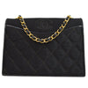 CHANEL 1989-1991 Black Satin Quilted Shoulder Bag