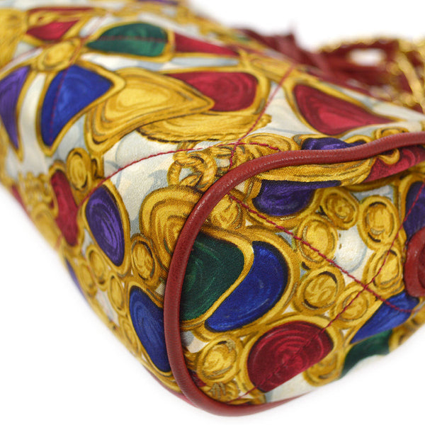 CHANEL 1986-1988 Satin Bijoux-printed oval Shoulder Bag