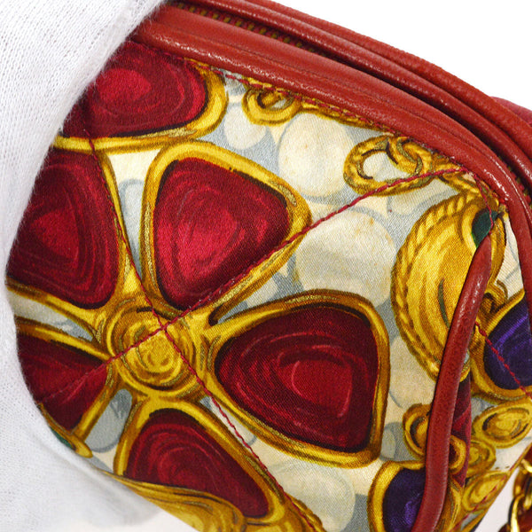 CHANEL 1986-1988 Satin Bijoux-printed oval Shoulder Bag