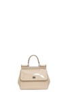 Logo Leather Handbag Borse A Mano Beige