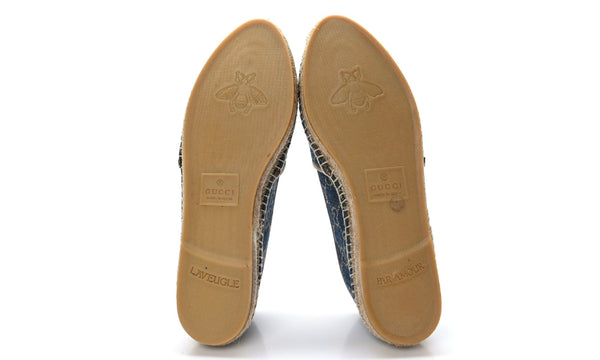 GUCCI Denim GG Monogram Espadrilles 40 Blue Tea Cuir