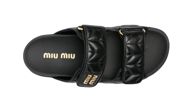 Miu Miu Matelassé Nappa Leather Slides "Black" 