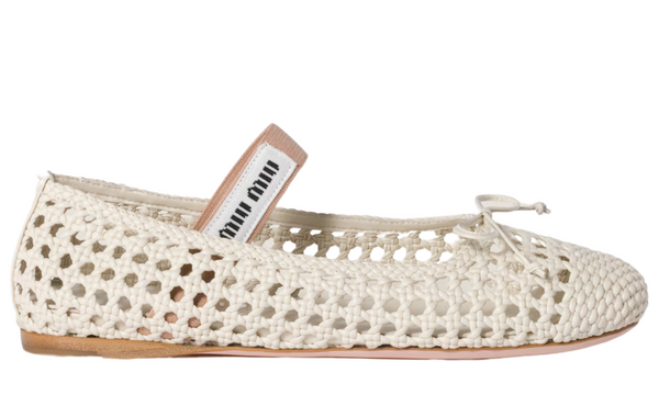 Miu Miu mesh-design ballet flats "Ivory"