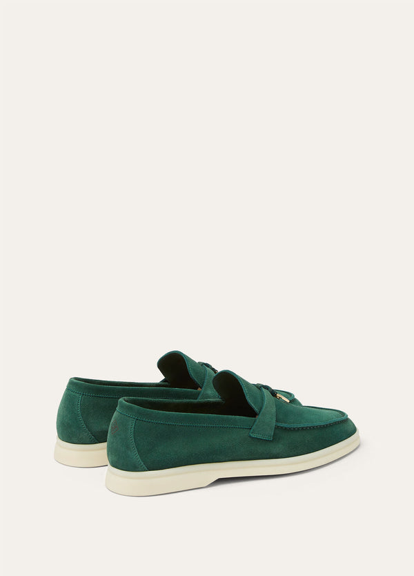 Summer Charms Walk Moccasins in Green Suede
