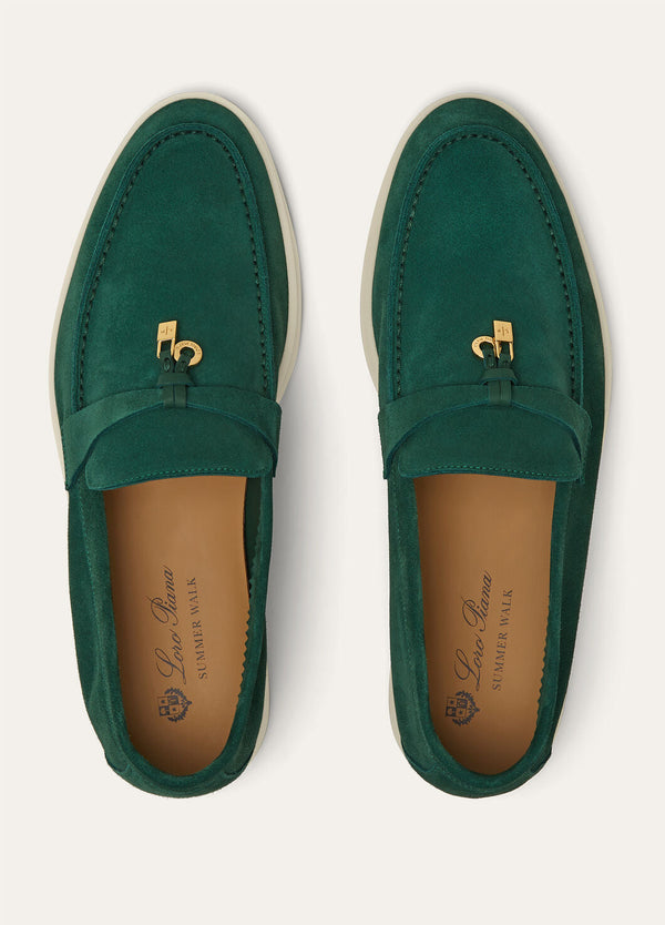 Summer Charms Walk Moccasins in Green Suede