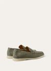 Men's Military Grey Alligator Leather Summer Walk Loafers
