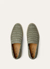Men's Military Grey Alligator Leather Summer Walk Loafers