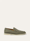 Men's Military Grey Alligator Leather Summer Walk Loafers