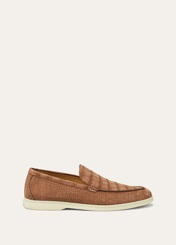 Umber Men's Summer Walk Alligator Leather Loafers
