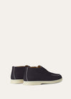 Navy Blue Suede Open Walk Ankle Boots