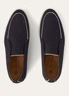 Navy Blue Suede Open Walk Ankle Boots