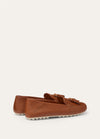 Women's Brown Leather Dot Sole Walk Loafers