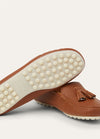 Women's Brown Leather Dot Sole Walk Loafers