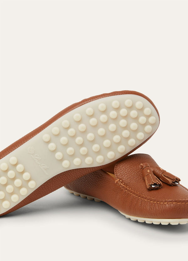 Women's Brown Leather Dot Sole Walk Loafers