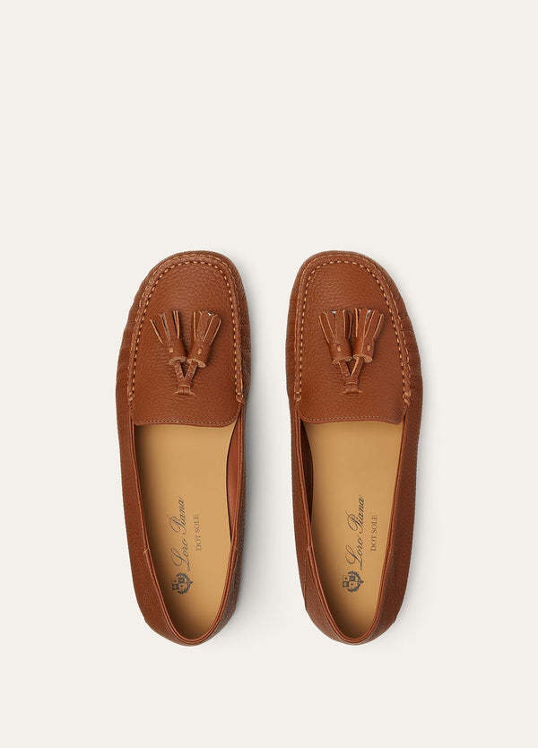 Women's Brown Leather Dot Sole Walk Loafers
