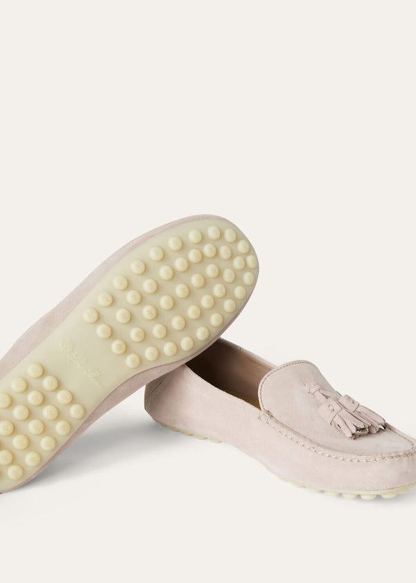 Women's Pink Suede Dot Sole Walk Loafers