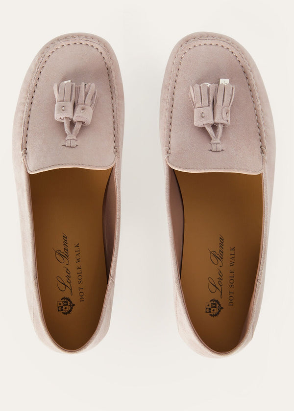 Women's Pink Suede Dot Sole Walk Loafers