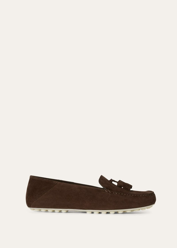 Women's Chocolate Suede Dot Sole Walk Loafers