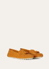 Women's Orange Suede Dot Sole Walk Loafers