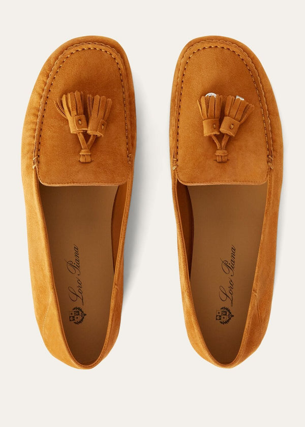 Women's Orange Suede Dot Sole Walk Loafers