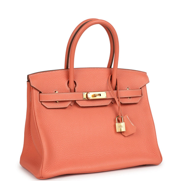 Pre-owned Hermes Birkin 30 Crevette Clemence Gold Hardware
