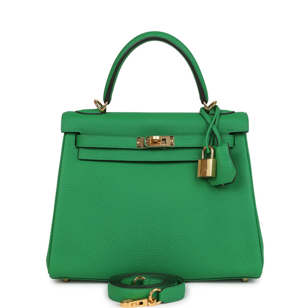 Hermes Kelly Retourne 25 Bamboo Togo Gold Hardware