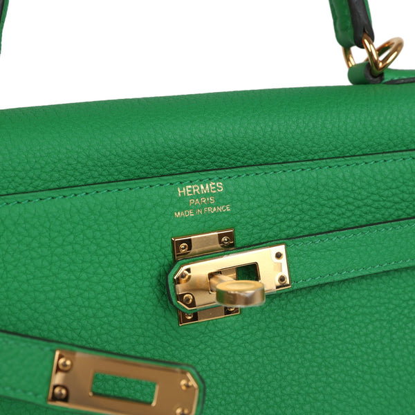 Hermes Kelly Retourne 25 Bamboo Togo Gold Hardware