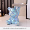 Statua geometrica dell'orso con vassoio portaoggetti