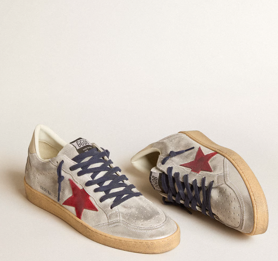 Ball Star in laminated suede with suede star and leather heel tab