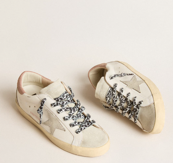 Super-Star with ice suede star and pink lizard print heel tab