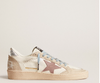 Ball Star Donna LTD in white nappa and pearl suede with mauve leather star