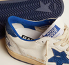 Ball Star Women's white nappa leather shoe with star and blue laminated leather heel tab "LAST PIECES"
