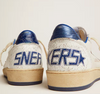 Ball Star Women's white nappa leather shoe with star and blue laminated leather heel tab "LAST PIECES"