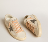 Super-Star LTD in leather with beige suede star with Swarovski studs