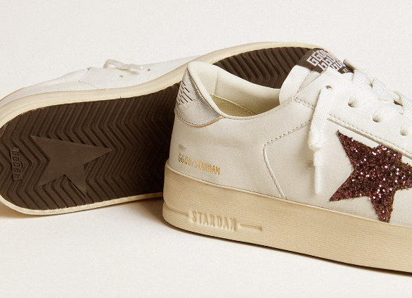 Stardan in nappa with glitter star and laminated leather heel