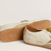 True-Star Women's white nappa leather shoe with gold star and beige suede heel tab