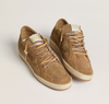Ball Star Women's sneaker with perforated upper in tobacco-colored suede and tone-on-tone star