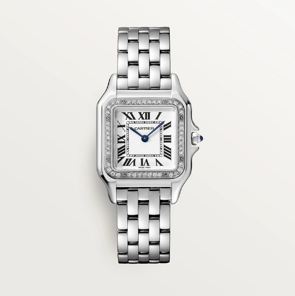 Cartier PanthÃ¨re Medium Diamond Bezel Watch â€“ Stainless Steel Quartz 44 Diamonds