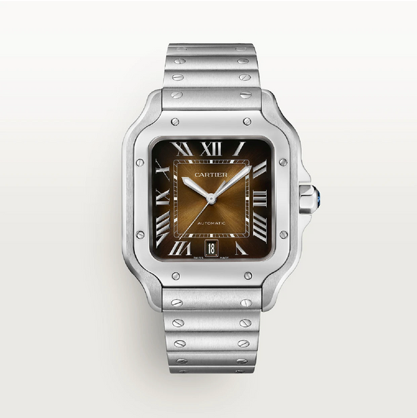 Santos de Cartier Large Model Brown Dial Steel Watch