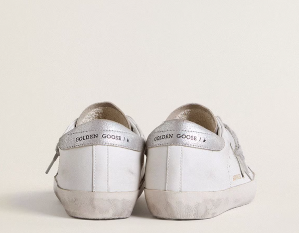 Women's Super-Star with gray suede star and silver glitter inserts