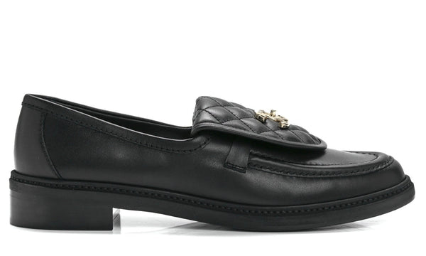 CHANEL Lambskin Quilted CC Turnlock Loafers Black