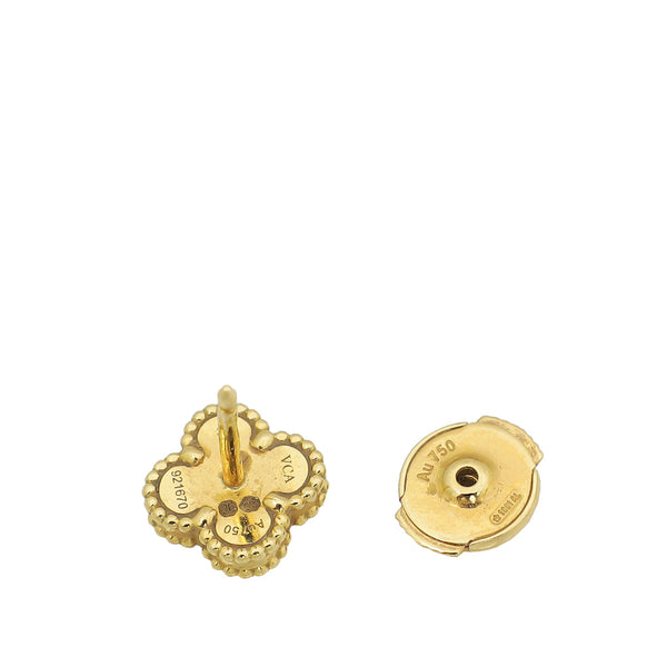 Van Cleef &amp; Arpels 18K Yellow Gold Onyx Sweet Alhambra Stud Earrings