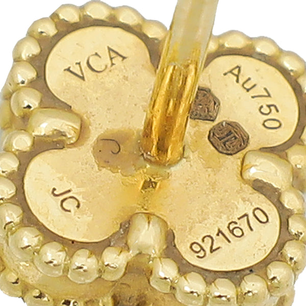 Van Cleef &amp; Arpels 18K Yellow Gold Onyx Sweet Alhambra Stud Earrings