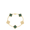 Van Cleef &amp; Arpels 18K Yellow Gold Diamond Malachite 5 Motifs Vintage Alhambra Bracelet 