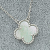 Van Cleef &amp; Arpels 18K White Gold MOP Vintage Alhambra Pendant Necklace