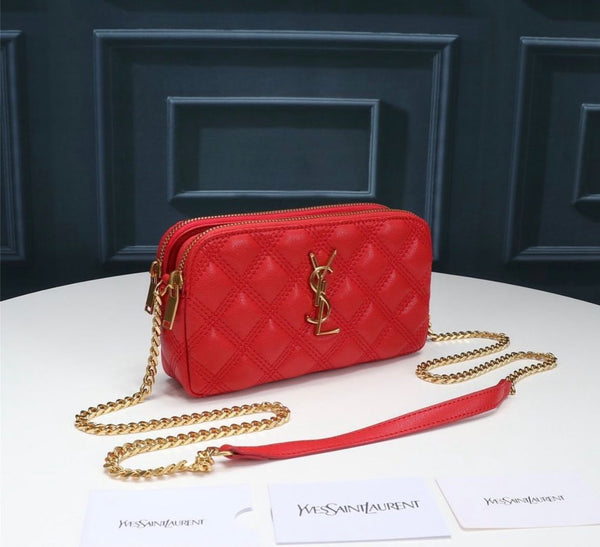 YSL MINI BAG IN RED MATELASSÉ