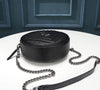 YSL ROUND VINYLE CAMERA BAG IN BLACK LEATHER