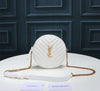 YSL ROUND VINYLE CAMERA BAG IN WHITE LEATHER