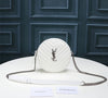 YSL ROUND VINYLE CAMERA BAG IN WHITE LEATHER